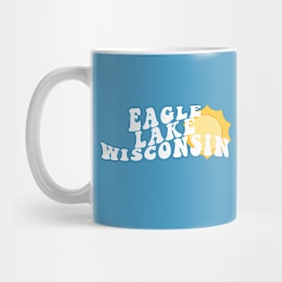 Sunshine in Eagle Lake Wisconsin Retro Wavy 1970s Summer Text Mug